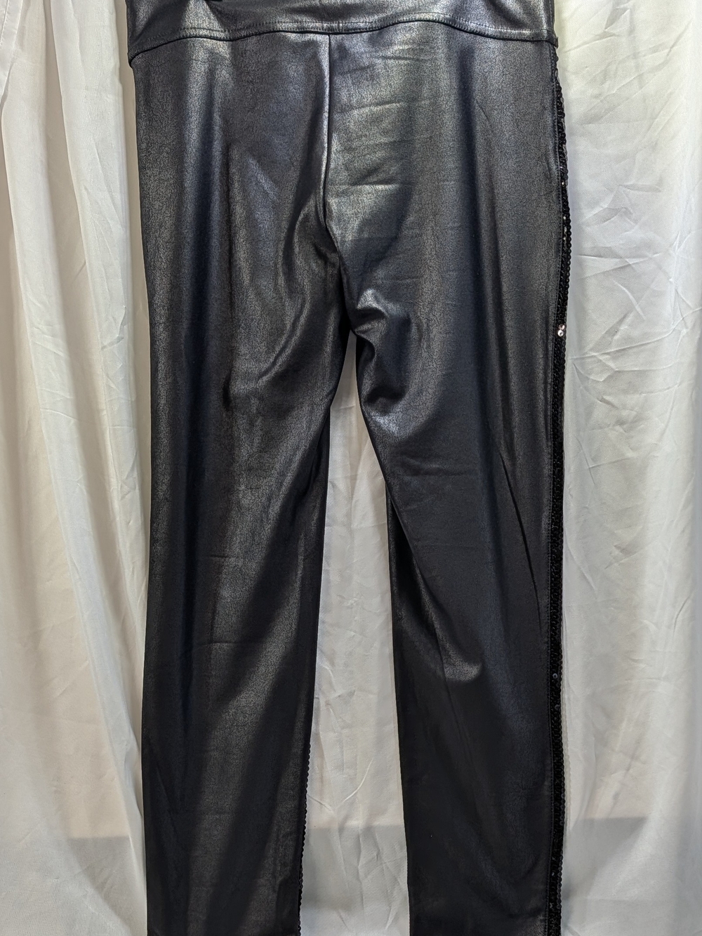 Saints 21 Faux Leather Black Sequin Front Teen Juniors Skinny Leggings Size Med - Picture 5 of 9